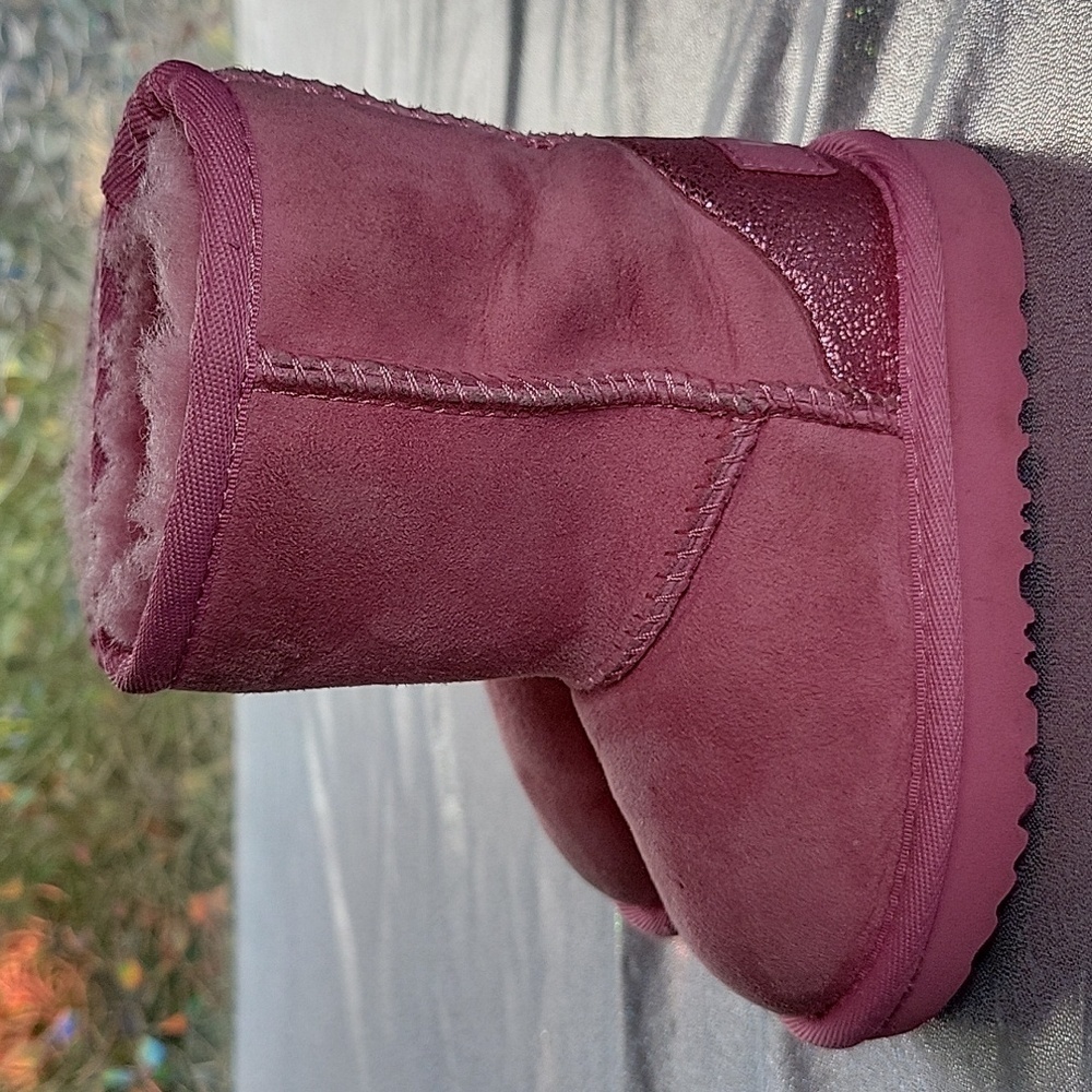 UGG Australia Pink Glitz Boots Metallic Sparkle Heels Shearling Lining Size:6 - Picture 4 of 12